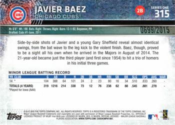 2015 Topps - Gold #315 Javier Baez Back