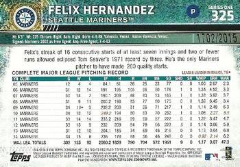 2015 Topps - Gold #325 Felix Hernandez Back