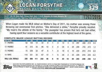 2015 Topps - Gold #329 Logan Forsythe Back