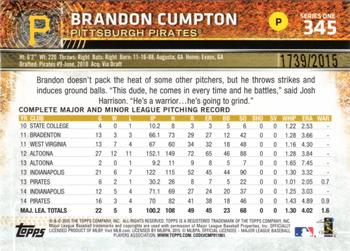 2015 Topps - Gold #345 Brandon Cumpton Back