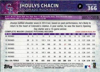 2015 Topps - Gold #366 Jhoulys Chacin Back