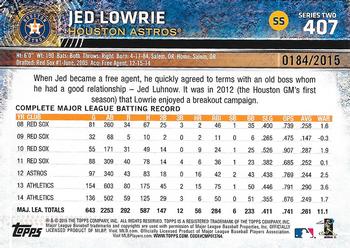 2015 Topps - Gold #407 Jed Lowrie Back