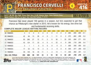 2015 Topps - Gold #416 Francisco Cervelli Back