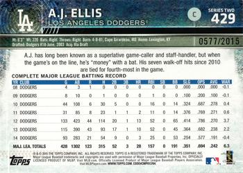 2015 Topps - Gold #429 A.J. Ellis Back