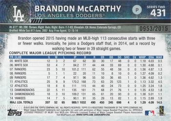 2015 Topps - Gold #431 Brandon McCarthy Back