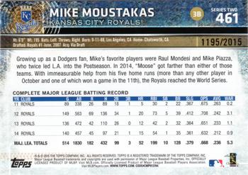 2015 Topps - Gold #461 Mike Moustakas Back