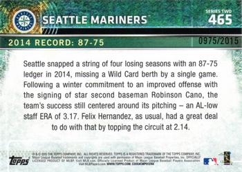 2015 Topps - Gold #465 Seattle Mariners Back