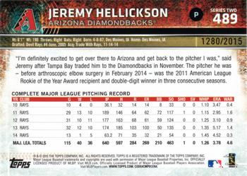 2015 Topps - Gold #489 Jeremy Hellickson Back