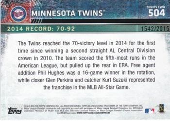 2015 Topps - Gold #504 Minnesota Twins Back