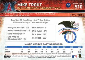 2015 Topps - Gold #510 Mike Trout Back