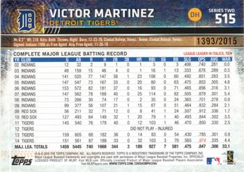 2015 Topps - Gold #515 Victor Martinez Back
