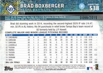 2015 Topps - Gold #538 Brad Boxberger Back