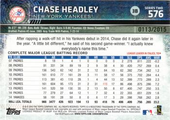 2015 Topps - Gold #576 Chase Headley Back
