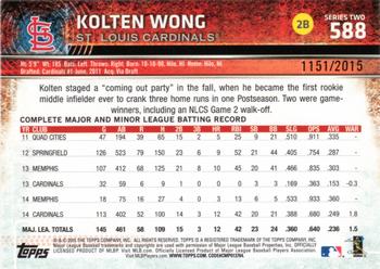 2015 Topps - Gold #588 Kolten Wong Back