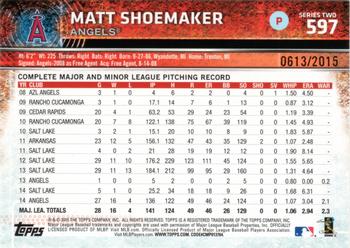 2015 Topps - Gold #597 Matt Shoemaker Back