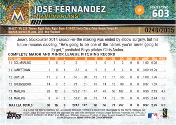 2015 Topps - Gold #603 Jose Fernandez Back