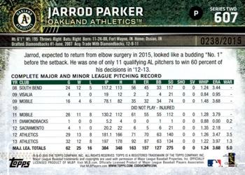 2015 Topps - Gold #607 Jarrod Parker Back
