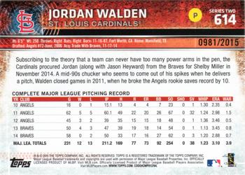 2015 Topps - Gold #614 Jordan Walden Back