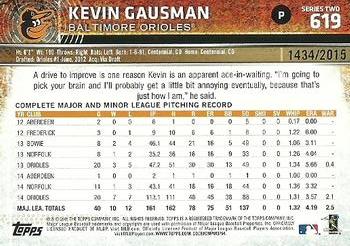 2015 Topps - Gold #619 Kevin Gausman Back