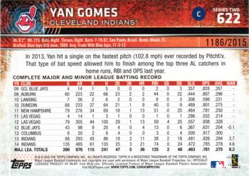 2015 Topps - Gold #622 Yan Gomes Back