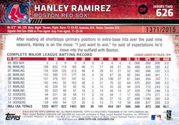 2015 Topps - Gold #626 Hanley Ramirez Back