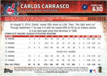 2015 Topps - Gold #630 Carlos Carrasco Back