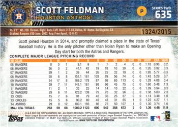 2015 Topps - Gold #635 Scott Feldman Back