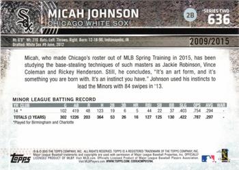 2015 Topps - Gold #636 Micah Johnson Back