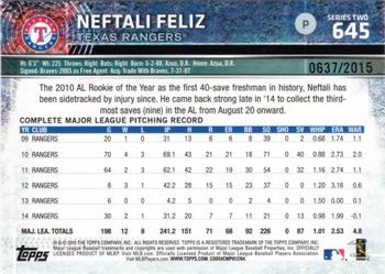 2015 Topps - Gold #645 Neftali Feliz Back