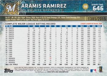 2015 Topps - Gold #646 Aramis Ramirez Back