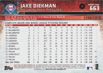 2015 Topps - Gold #663 Jake Diekman Back