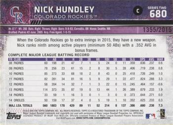 2015 Topps - Gold #680 Nick Hundley Back