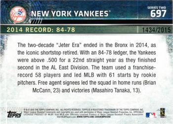 2015 Topps - Gold #697 New York Yankees Back