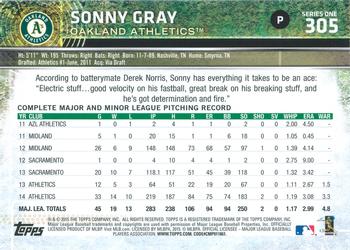2015 Topps - Rainbow Foil #305 Sonny Gray Back