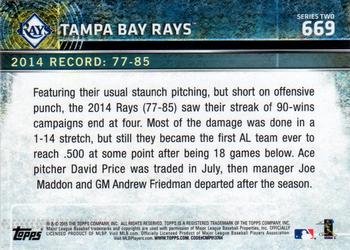 2015 Topps - Rainbow Foil #669 Tampa Bay Rays Back