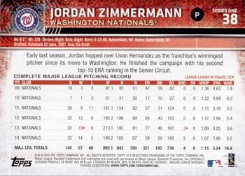 2015 Topps - Rainbow Foil #38 Jordan Zimmermann Back