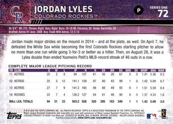 2015 Topps - Rainbow Foil #72 Jordan Lyles Back