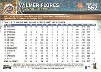 2015 Topps - Rainbow Foil #562 Wilmer Flores Back