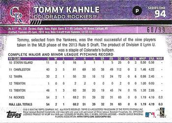 2015 Topps - Snow Camo #94 Tommy Kahnle Back