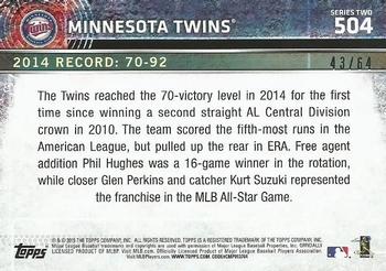 2015 Topps - Black #504 Minnesota Twins Back