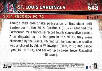 2015 Topps - Black #648 St. Louis Cardinals Back