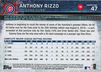 2015 Topps - Black #47 Anthony Rizzo Back