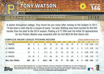 2015 Topps - Black #146 Tony Watson Back