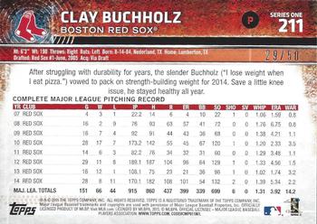 2015 Topps - Pink #211 Clay Buchholz Back