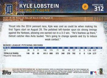 2015 Topps - Pink #312 Kyle Lobstein Back