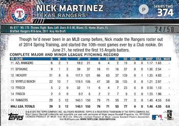 2015 Topps - Pink #374 Nick Martinez Back
