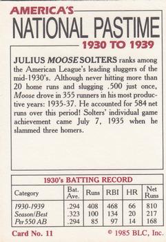 1985 Big League Collectibles America's National Pastime #11 Moose Solters Back