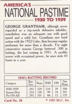 1985 Big League Collectibles America's National Pastime #18 George Grantham Back