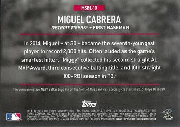 2015 Topps - Logoman Pin #MSBL-10 Miguel Cabrera Back