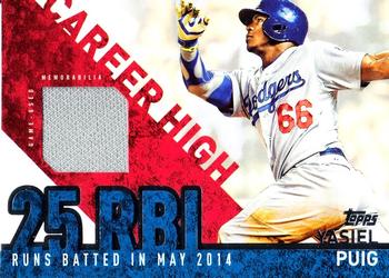 2015 Topps - Career High Relics (Series One) #CRH-YP Yasiel Puig Front